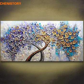 

Unframed Romantic Flower Tree Hand Painted Oil Painting Home Decor Palette Knife Painting For Wedding Decoration Wall Art
