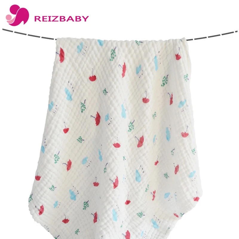 REIZBABY Summer Baby Blankets 6 Layers Cotton Yarn Printing Bedding