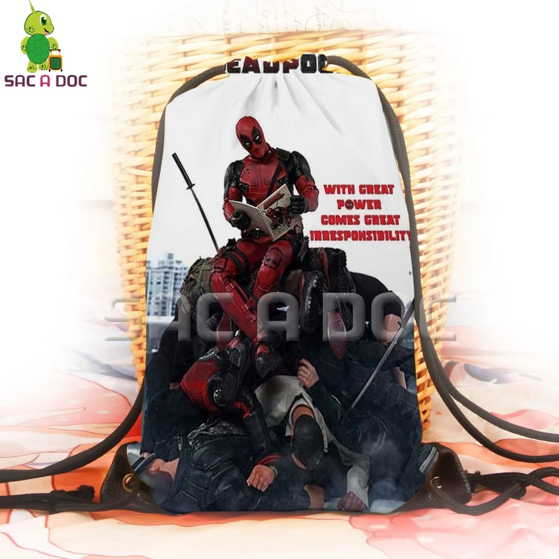 

Deadpool Super Hero Drawstring Bag 3D Printing Canvas School Bag for Teenage Daily Backpack Softback Boys Girls Travel Bags