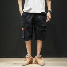 Для мужчин s военных грузов шорты Фирменная Новинка черный камуфляж тактические шорты Для мужчин хлопка свободный работы по колено Sweatpant 5XL K1962