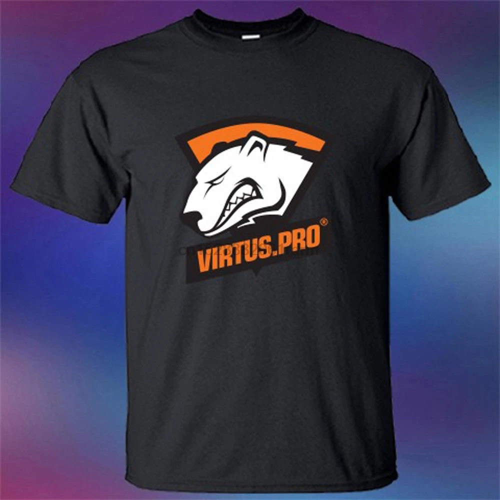 Футболка с аниме принтом Новинка Virtus Pro Dota 2 Team Logo Мужская черная футболка Размер