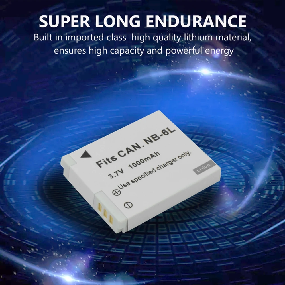 

2Pcs NB-6L NB-6LH 3.7V 1000MAH Replacement Li-Ion Battery For CANON Powershot S90 S95 S120 D30 SX610 SX700 SX710 IXUS210 Camera