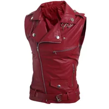 Мужские короткие кожаные жилеты с отложным воротником, черный мотоциклетный жилет без рукавов, весенне-осенний кожаный жилет Chaleco Mujer J3013