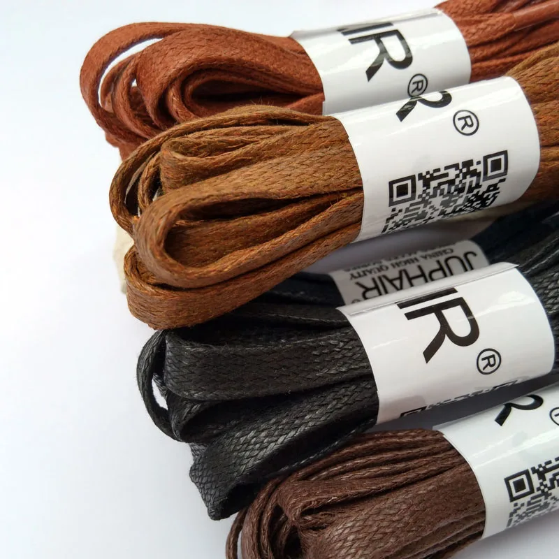 JUP 1 Pair New Flat Waxed Unisex Shoelaces Dress Canvas Shoe Lace Sneaker Boots Cotton Shoes Laces Unisex Strings Shoelace Color