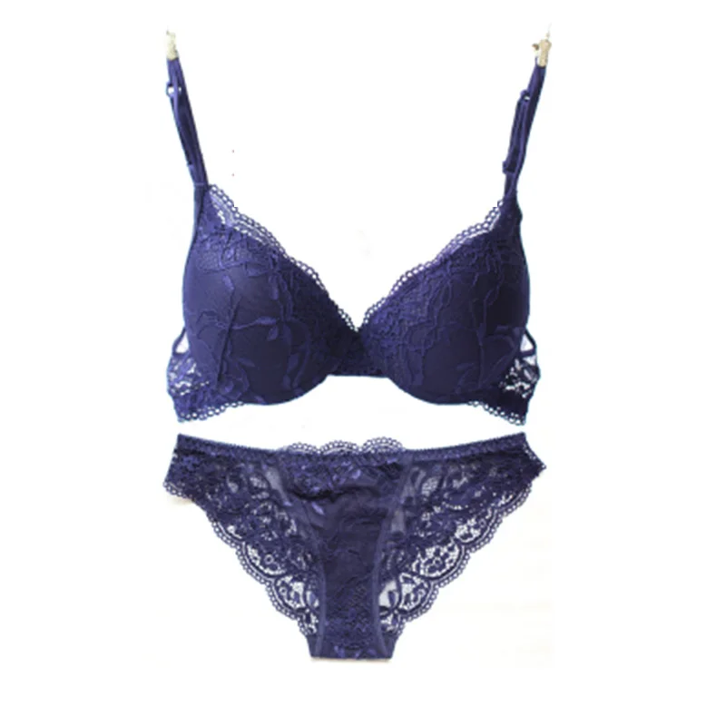  2019 brand new sexy lace bra set solid flower three quarters women underwear hot sale girls intimat