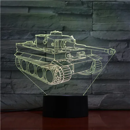

Cool Tanks 3D Night Light Touch Switch 7 Color Changing LED Table Lamp Visual USB Night Light Home Decor For Kids Gift Drop Ship