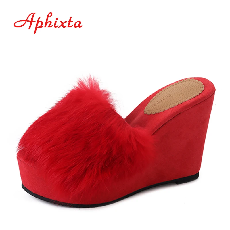 Aphixta/женские шлепанцы на платформе и высоком каблуке Цвет Черный Сезон осень
