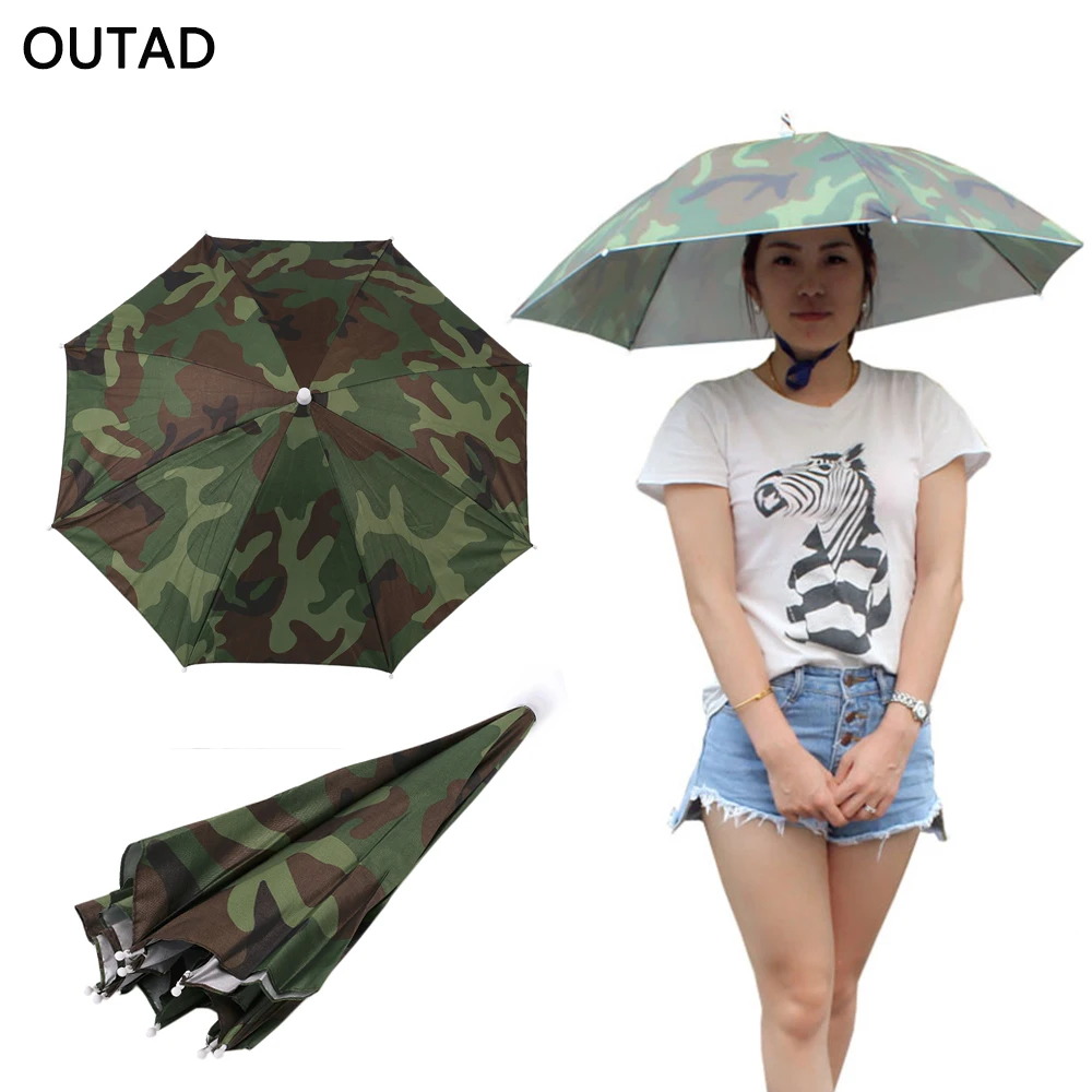 Wholesale 69cm Portable Outdoor Umbrella Hat Cap Folding Unisex