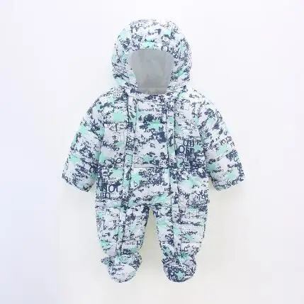 

Autumn Winter Newborn Baby Jumpsuit Infant Boys Girls duck down Print Clothing Romper Baby Clothes Warm Overalls