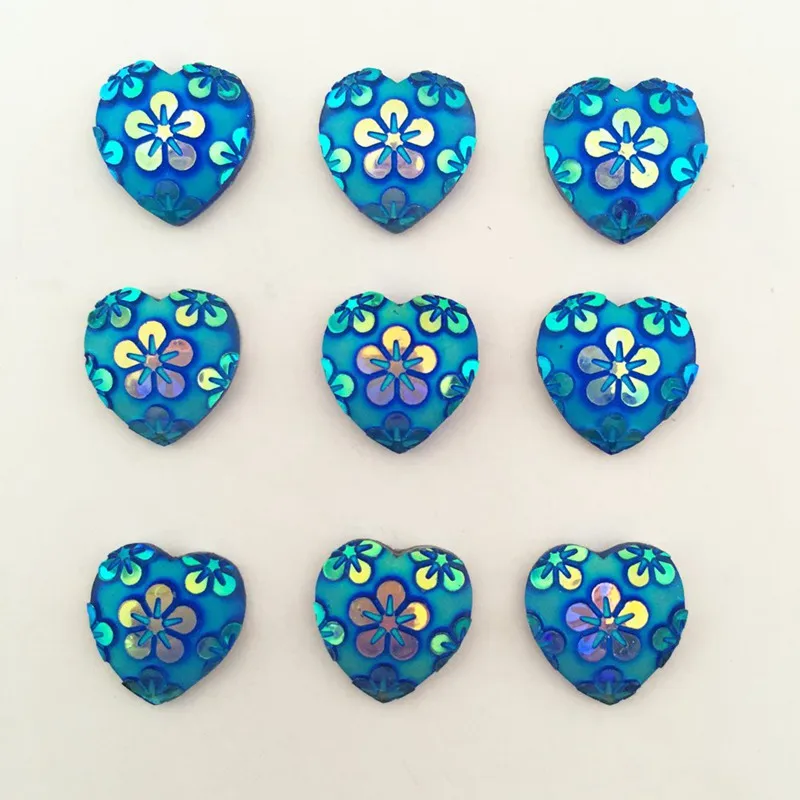

Hot 60PCS 12mm AB Resin heart flower Flat back Wedding buttons Child craft DIY C184