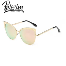 Alta Calidad Del Ojo de Gato Gafas de Sol de Oro Del Metal Gafas de sol Reflectantes Femenina Verano Al Aire Libre de Los Vidrios de La Vendimia Sexy Occhiali da única