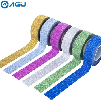 

AAGU 15mm*10m 6PCS/Lot Colorful Glitter Washi Tape Decorative Paper Masking Tape Scrapbooking Album Adhesive DIY Paper Tape