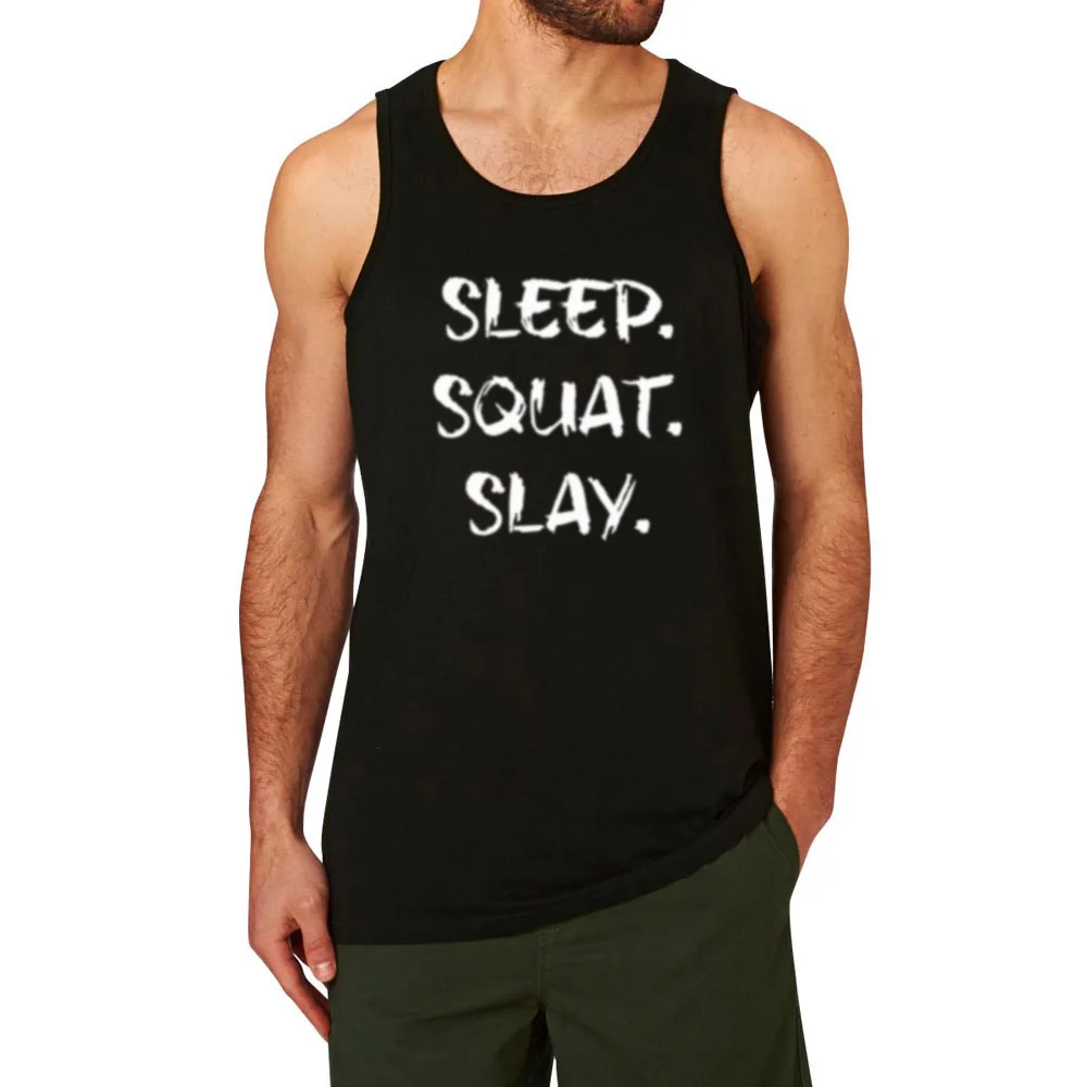 Mens Sleep Squat Slay Fitness Workout Casual Tank Topsin Tank Tops from Men's Clothing on