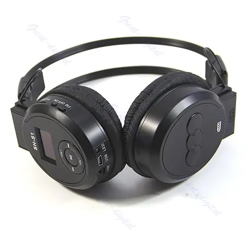 

Black Sport MP3 Player LCD Foldable Wireless Headphone Headset FM Radio TF Card
