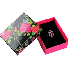 50 шт/партия 8,5*6,5*3,5 см Мода Роза дизайн шкатулка для ювелирных изделий для ожерелья и кольца OEM логотип