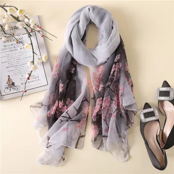 

2020 Silk Women Beach Scarf Shawls Floral Elegant Foulard Pashmina Scarves Large Size Lady Summer Sunscreen Stole