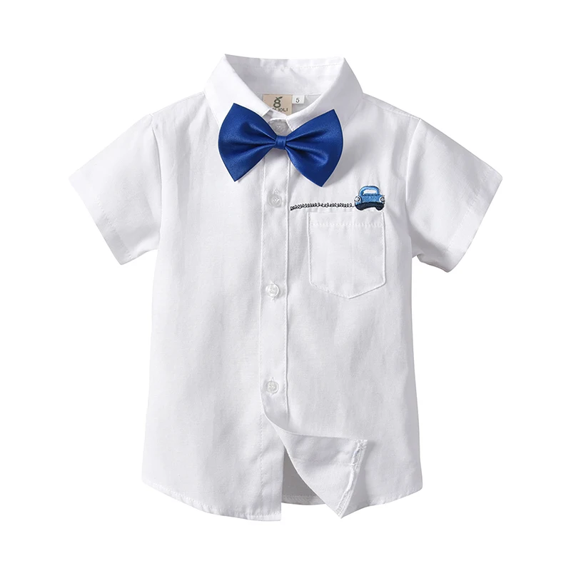 

Dollplus NEW 2019 Summer Short Sleeves Shirts for Boy Children Clothing Kids Tops Shirts Cotton Boys Shirt 24M-8T