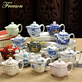 

Porcelain Teapot Vintage Chinese Kung Fu Handmade Dragon Flower Green Tea Pu'er Teapot 350ml Ceramic Teaware Free Shipping