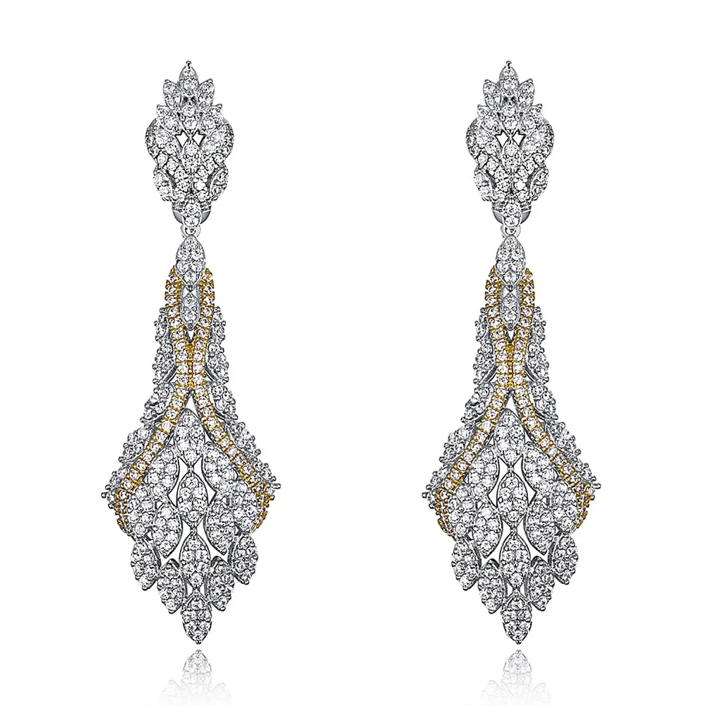 Pendientes De Moda ETHNIQ Con Circonita Cúbica - Chapado Oro Rosa 18k/amarillo 22k, Diseño Herradura, Hechos A Mano En Tailandia