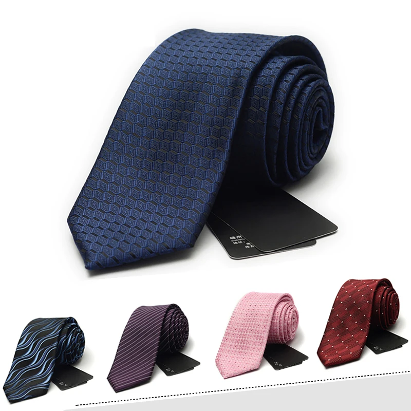 

New Brand 6CM Slim Silk Ties for Men Fashion Business Checkered Jacquard Woven Necktie Formal Work Party Casual Tie