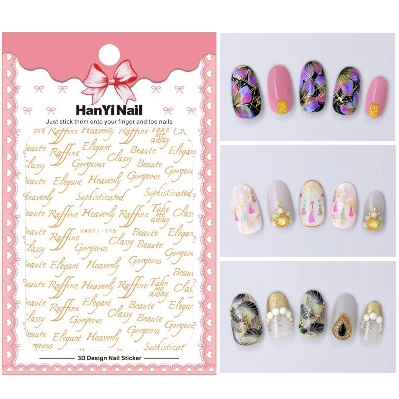 Fashion Gold Color Nail Sticker Decals Gel Polish Nail Art Decoration Self Adhesive Nagel Sticksers For Nail Decoration