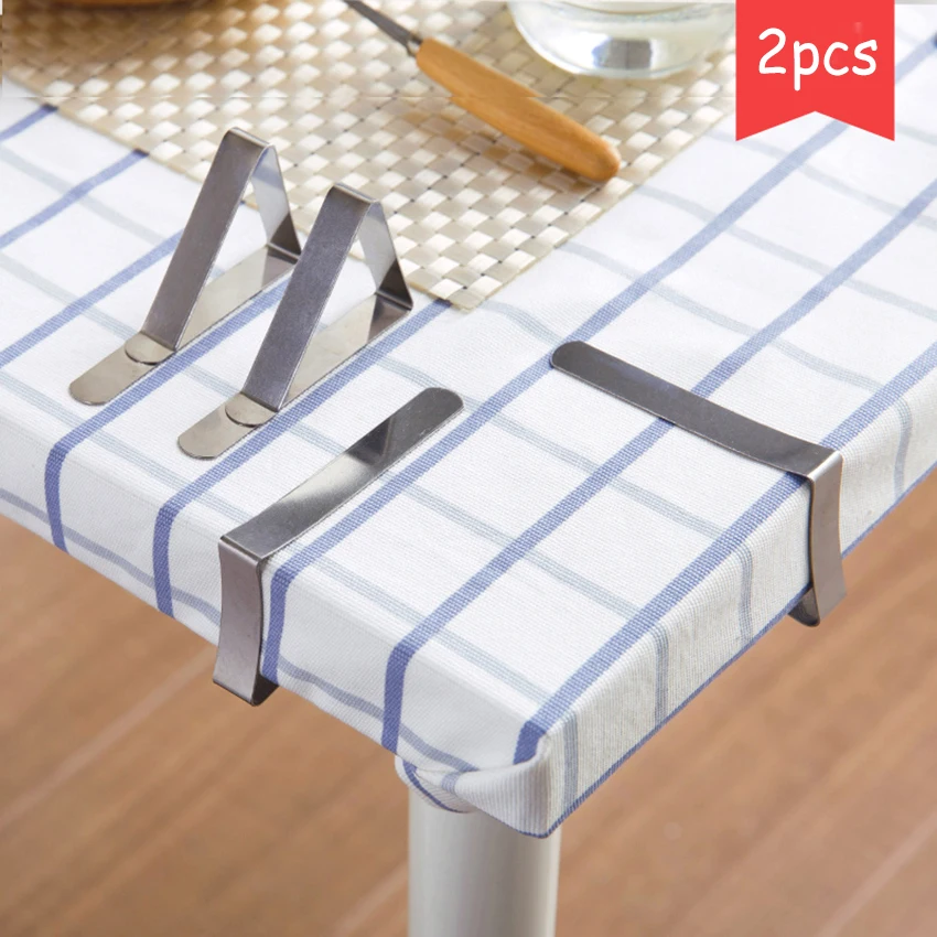 

2pcs Stainless Steel Anti-slip Tablecloth Clamps Outdoor Party Wedding Picnic Supplies Promenade Table Cover Holder Fixing Clips