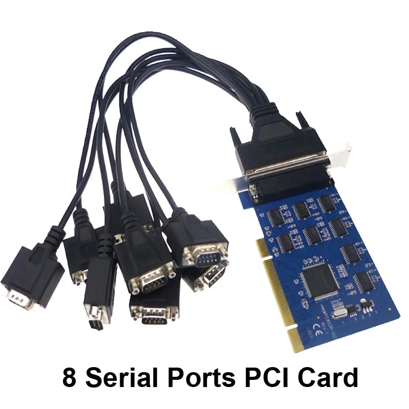 

8 Ports Serial Card PCI To RS232 COM DB9 Printer Ports Expansion Card Multi Serial Controller With Original Chipset
