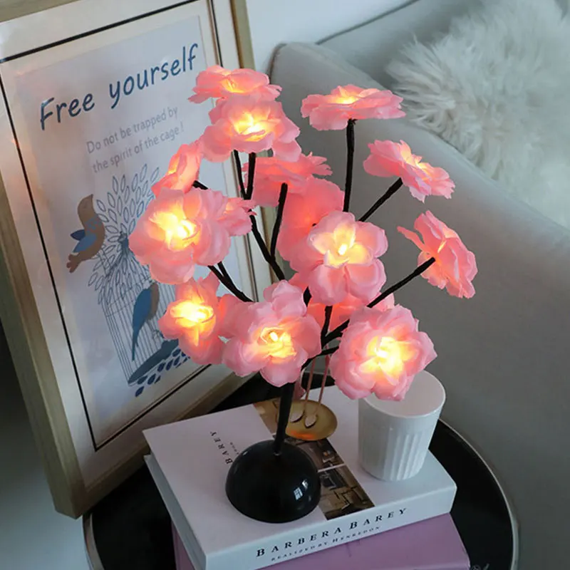 Led camellia flower lamp branch lamp set lamp room bedroom shop decoration night light table lamp Led camellia flower lamp branch lamp set lamp room bedroom shop decoration night light table lamp