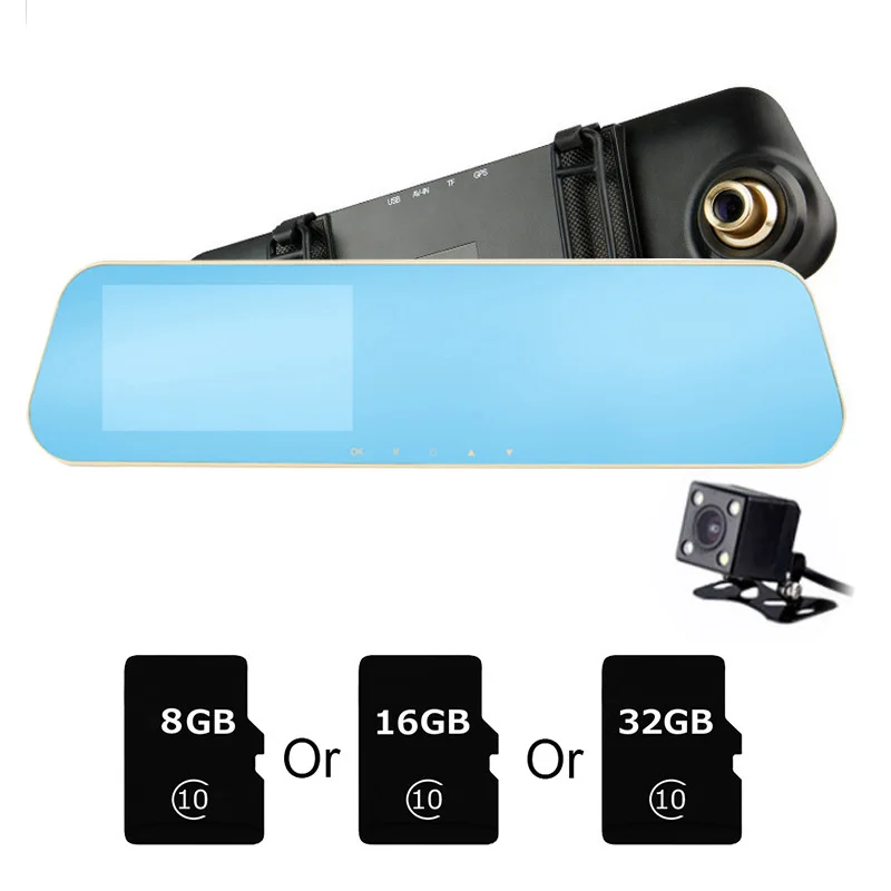 

TOSPRA Full HD 1080P Car DVR Dashcam Camera Auto 4.3Inch Rearview Mirror Digital Video Recorder Dual Lens Registratory Camcorder
