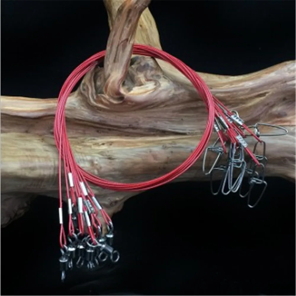 

Hot Sale 10pcs REDStainless steel Fishing Wire Leader Hook Rig Stainless Steel Lead Line Snells Trace Lures Fishing Leader 2019