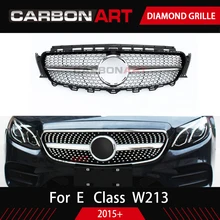 Nuova Classe E W213 Griglia E43 Diamante Griglia Nero Argento di Ricambio Con Il Foro Della Fotocamera per Mercedes E200 E300 E320