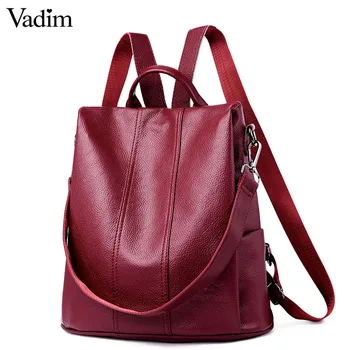 

Vadim 2019 Leather Backpack Women Bag Female Shoulder Bag Anti Theft Backpack Girls Schoolbag Travel Back Pack Sac a Dos Mochila