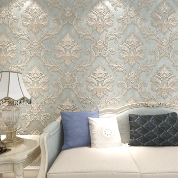 

Vintage fashion wallpaper non-woven wallpaper tv background wall luxury 3d stereo New Arrival embroidery Wall paper wall cloth