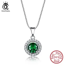 ORSA JEWELS женское серебряное ожерелье из натуральной 925 пробы, имитирующее круглый нано изумруд AAA Блестящий CZ кулон, Женские Ювелирные изделия VSN03
