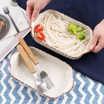 

OTHERHOUSE Rectangle Ceramic Dinner Plates Fruit Spaghetti Dish Sushi Plate Tableware Salad Dishes Cake Plate Dinnerware
