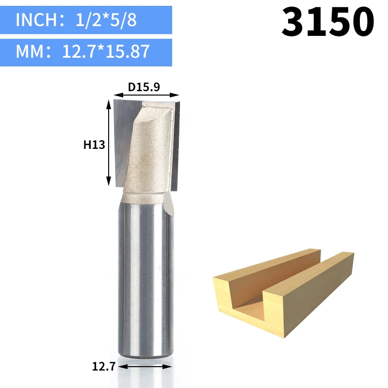 HUHAO 1pcs 1/2" Shank CNC Cleaning bottom router bit Woodworking Tools two Flute endmill router bits for wood cutting tools - Длина режущей кромки: 3150