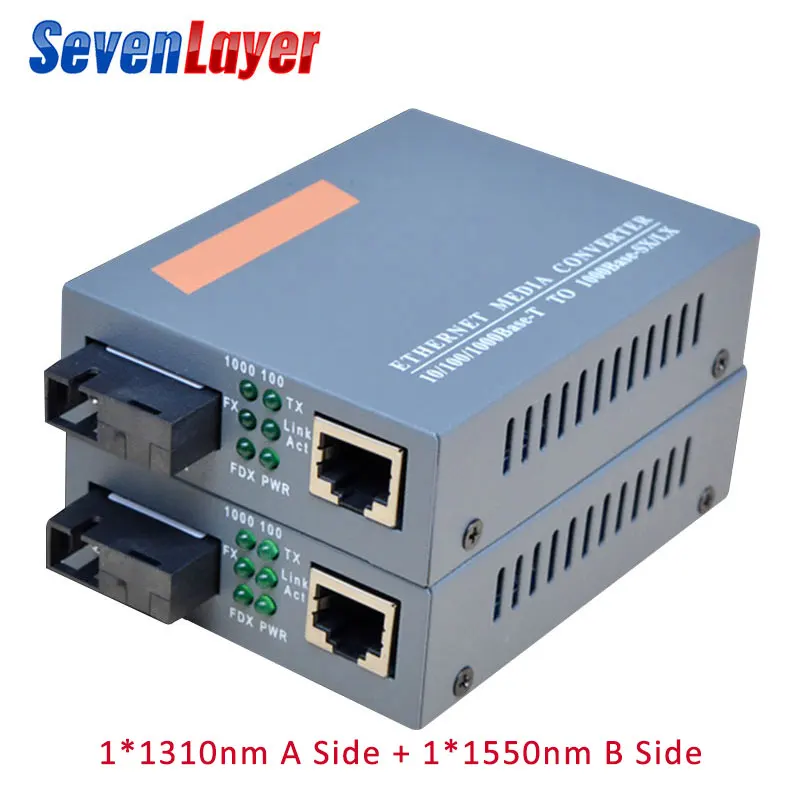 10/100/1000M Gigabit Волоконно-оптический медиа конвертер HTB-GS-03 однорежимный одинарный волоконно SC Порты и разъёмы внешний Питание