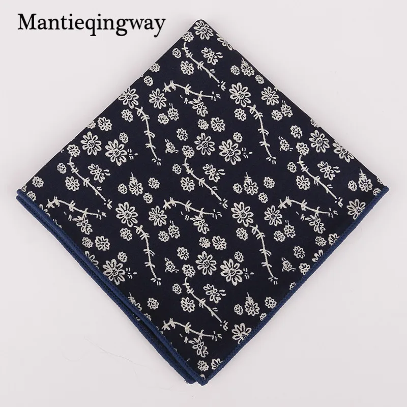 Mantieqingway Новое поступление хлопок цветочный принт носовые платки карман мужской