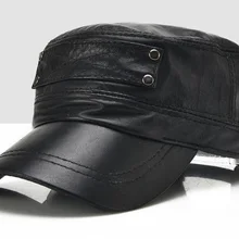 Унисекс плоская крыша армейские кепки-черный Натуральная овечья кожа кадетский патруль Casquette Chapeau Бейсбол Бейсболка Snapback Повседневное S4