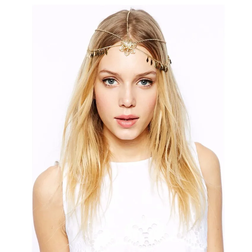 6 Pcs Boho Chic Forehead Jewelry Bijoux Rhinestone Flowers