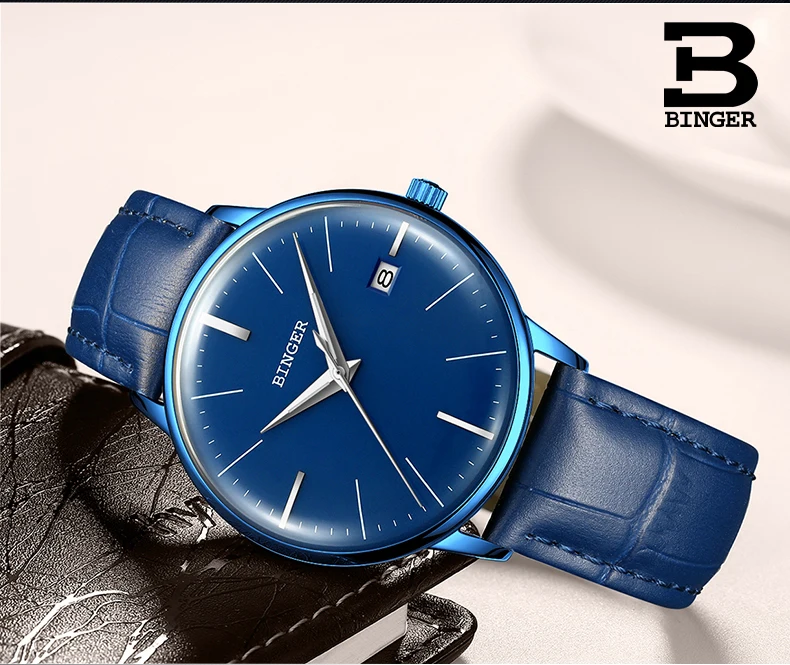 Switzerland BINGER 8 мм ультра-тонкие автоматические механические часы мужские брендовые Роскошные мужские часы сапфировые наручные часы мужские водонепроницаемые
