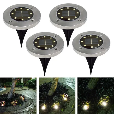 Lâmpada do Gramado Caminho de Chão em Aço Inoxidável à Prova Luz para Jardim ao ar Kohree Solar Subterrânea Enterrado Piso Livre d’ Água Ip65 8 4pcs Led