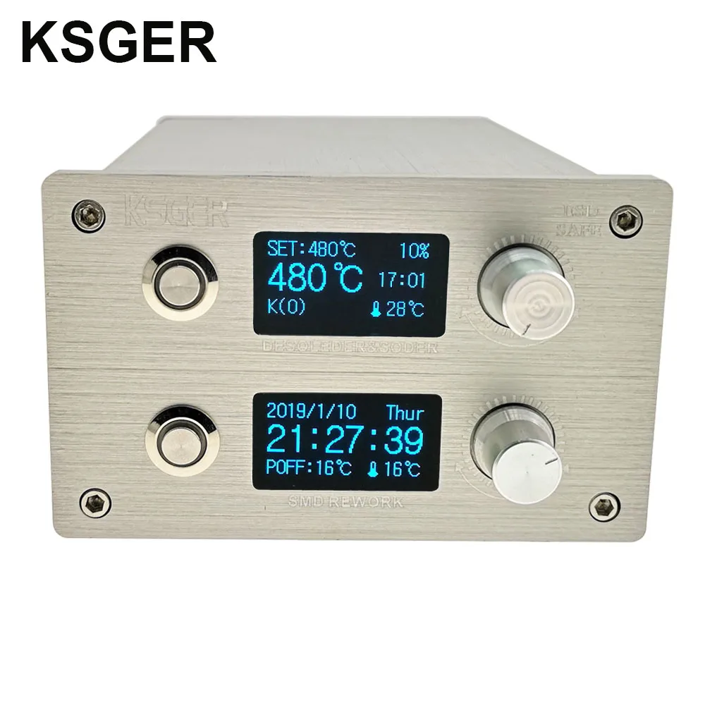 KSGER 2 в 1 T12 STM32 OLED паяльная станция горячий воздушный пистолет SMD сушилка Цифровой паяльник инструмент для ремонта демонтажа ручка из алюминиевого сплава