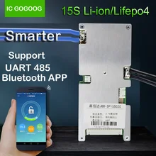 15S Li-ion Lifepo4 Lithium Battery Protection Board Bluetooth APP UART 485 Communication Monitor 48V 60V Smart BMS 30A 40A 60A