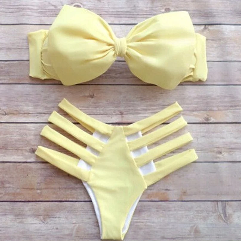 Buy Popular Yellow Women Sexy Swimwear Bikinis Set
