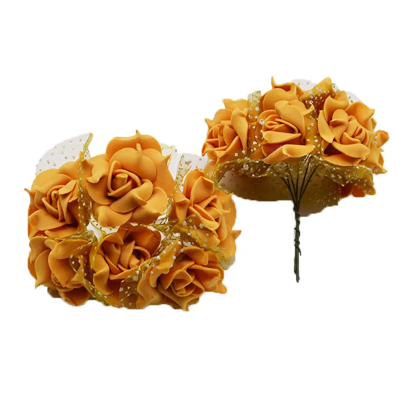 30 шт., 4 см, искусственный цветок из пенопласта, букет, разноцветная Роза, свадебное украшение, скрапбукинг, вечерние, для дома, искусственный цветок Роза - Цвет: khaki