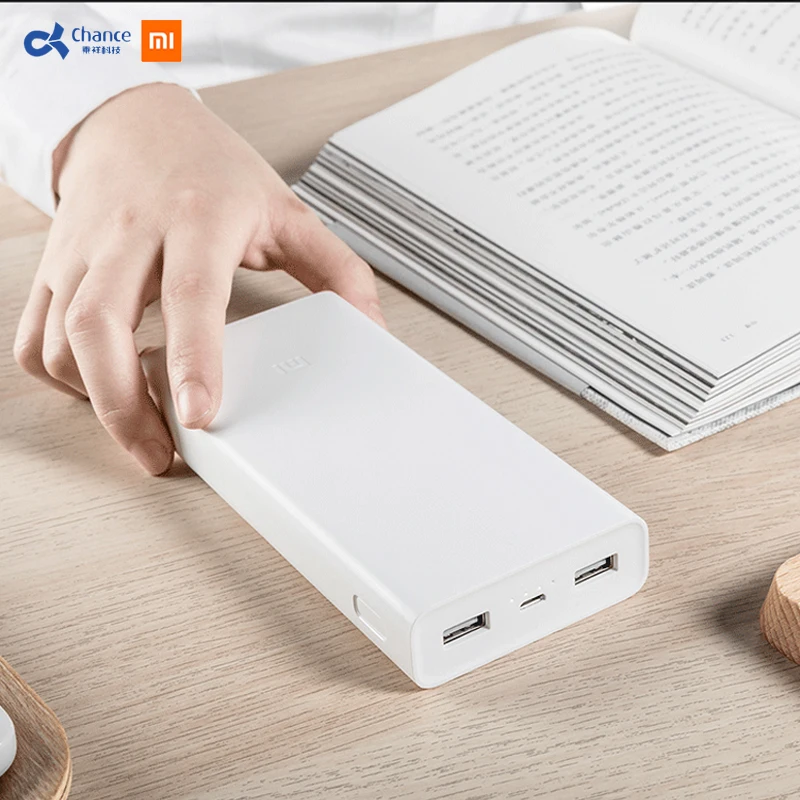 Xiaomi power Bank 20000mAh 2C портативное зарядное устройство ультратонкое портативное быстрое зарядное устройство Большая Емкость Поддержка Dual USB QC 3,0