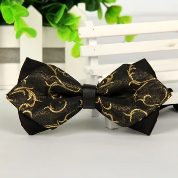 

SHENNAIWEI 12cm*6cm gold and black bowtie for men Fashion lote