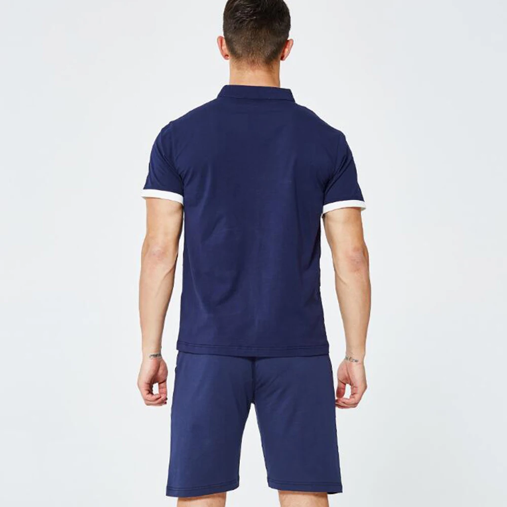 80% OFF Sportsuits Set Men Fitness Suits Streetwear Summer 2PC Top Short Set Mens Stand Collar Fashion 2 Pieces T-shirt Shorts Tracksuit