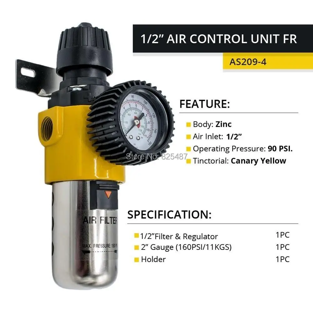 Milageto BFC2000 Air Filter Regulator Moisture Trap Pressure Gauge Compressors Milageto BFC2000 Air Filter Regulator Moisture Trap Pressure Gauge Compressors